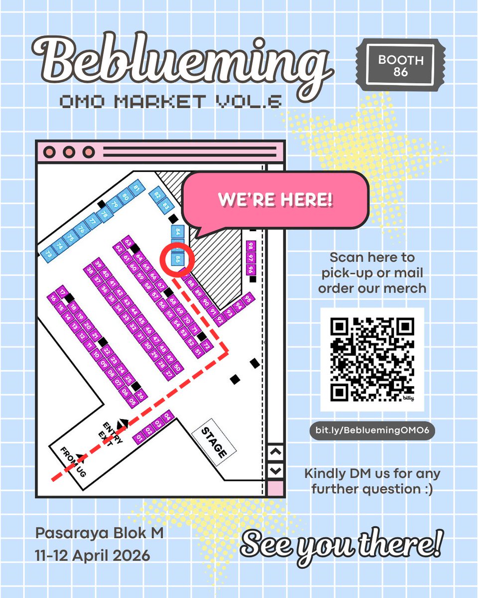 be_blueming's tweet photo. [💖&amp;🔄 appreciated ] [1/2]

☆ Beblueming OMO Market Vol.6 Catalogue - TABLE 86 ☆

📍 11-12 April 2026, Pasaraya Blok M
🗓️ PO : 14-25 Maret 2026
❣️ OTS pickup both days &amp; mail order shipping after event

Come visit and say hi! See you guys there 💙
#omomarket https://t.co/4P9h15XyRR