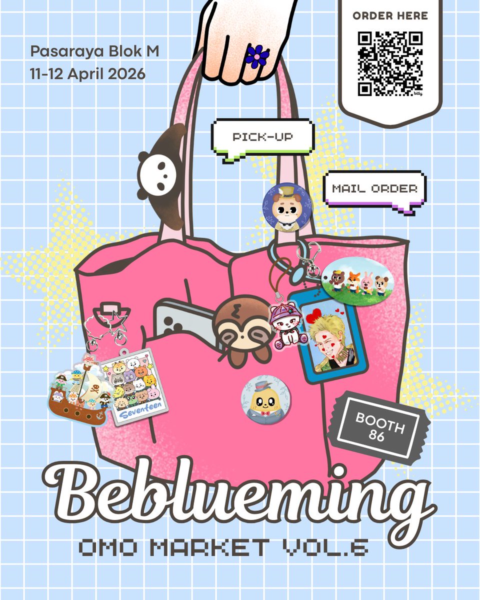 be_blueming's tweet photo. [💖&amp;🔄 appreciated ] [1/2]

☆ Beblueming OMO Market Vol.6 Catalogue - TABLE 86 ☆

📍 11-12 April 2026, Pasaraya Blok M
🗓️ PO : 14-25 Maret 2026
❣️ OTS pickup both days &amp; mail order shipping after event

Come visit and say hi! See you guys there 💙
#omomarket https://t.co/4P9h15XyRR