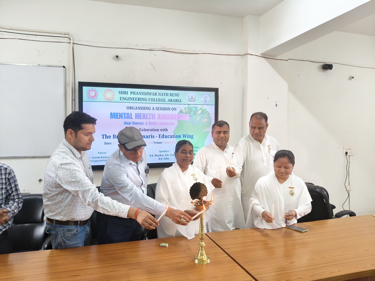 SpnrecA's tweet photo. SPNREC Araria organized a Mental Health Awareness Program on 14 March 2026 in collaboration with Brahma Kumaris to promote emotional well-being and positive thinking among students. Experts shared insights on stress management, meditation, and maintaining mental balance. 🌿🧘‍♀️ https://t.co/VNiWg4LIZ8