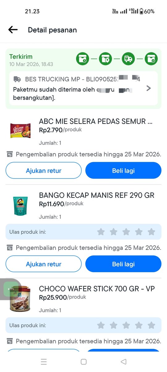 Beberapa hari yg lalu belanja kebutuhan di bliblimart karena lagi males antri di mall😅
Tinggal pilih produk dari rumah dan semuanya langsung diproses