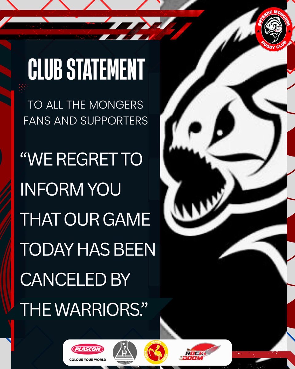 Mongersrugby's tweet photo. It’s unfortunate that our game against the @Warriorsrugbyug has been called off. https://t.co/Dg4bYdv43W