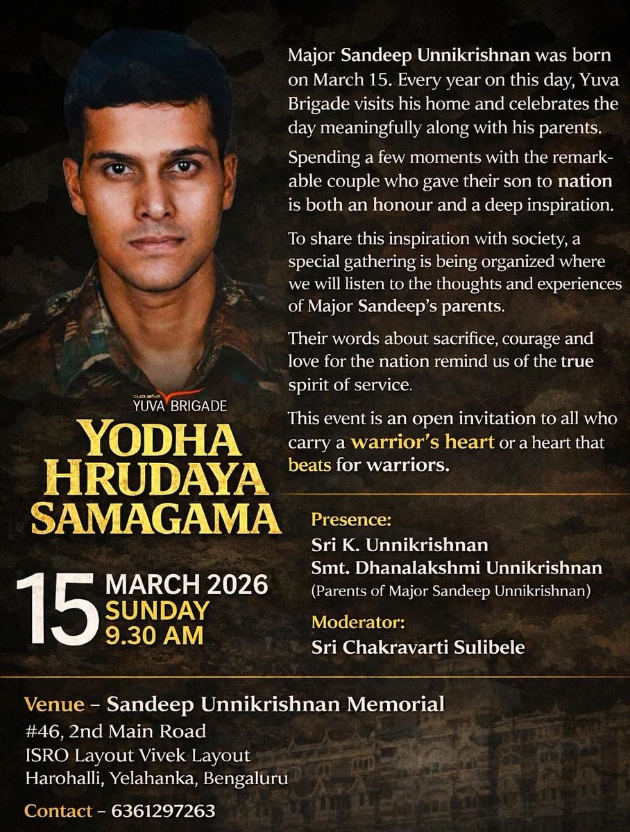 megirish2001's tweet photo. Major Sandeep Unnikrishnan AC Amar Hain... Aur Hamesha Rahenge

Among India's Greatest Sons 🫡🇮🇳
May we strive to be citizens worth fighting for 🙏 https://t.co/eATcsijxUA