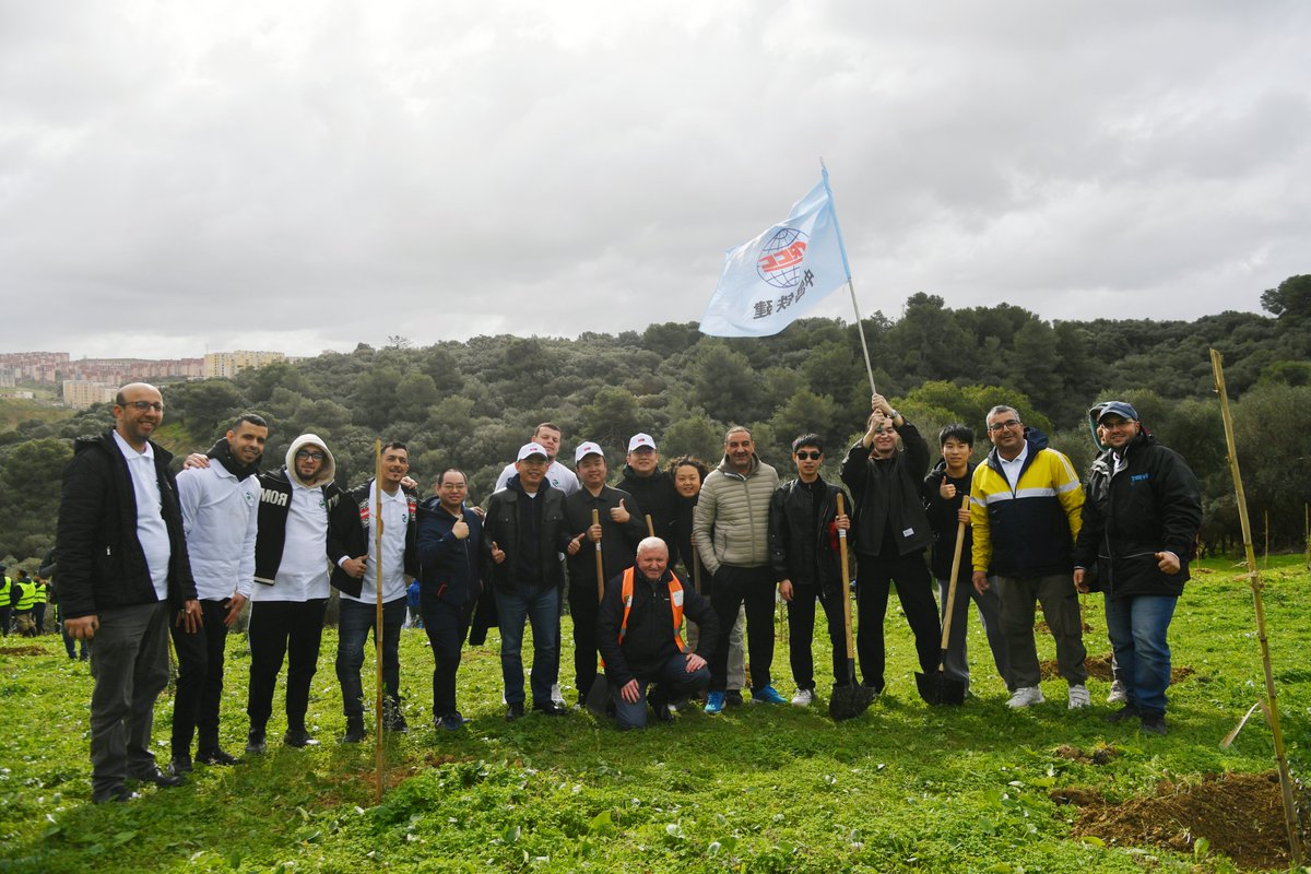 CRCC_INTL's tweet photo. CRCCI organized Chinese and foreign young employees to participate in a public welfare tree-planting activity in Kheloufi Forest, Algiers. Volunteers planted paulownia saplings imported from China, contributing to local ecological construction with concrete actions. #ArborDay https://t.co/j0T2GL0tEx