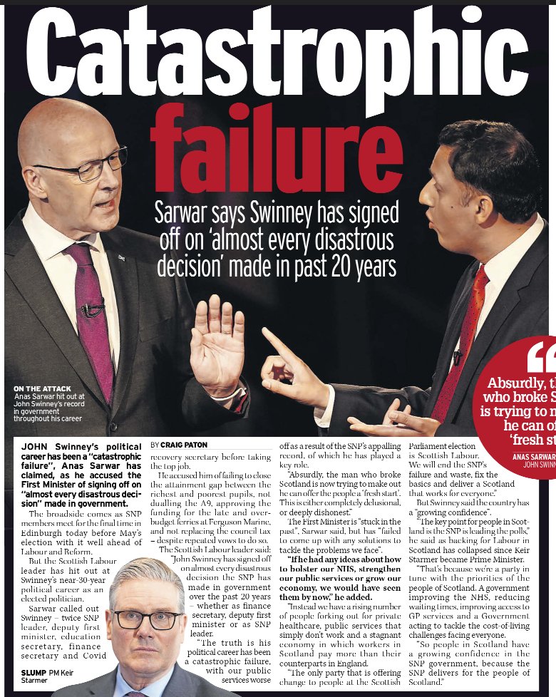 Reminder: John Swinney has been at the top of SNP government for nearly two decades.
So when you hear about failing services, criminals walking the streets, NHS on its knees, ferry fiascos, or the housing emergency…
You’re looking at his record.