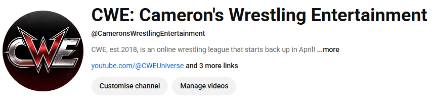 __CWE__'s tweet photo. CWE now has it's own separate YouTube channel for our online league.

The first episode of CWE's return will be posted, in full, on our new channel!

If you want to keep up to date on all CWE action, subscribe today!

https://t.co/AdQsx0MZaz https://t.co/YUghs8dnnE
