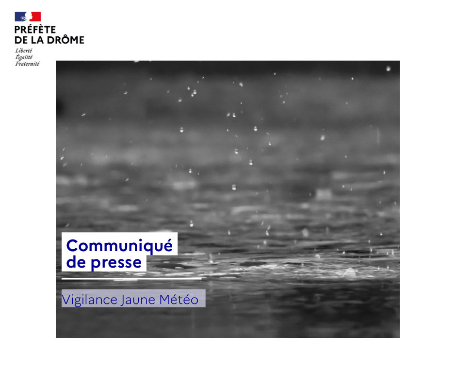 Image de Préfète de la Drôme - #VigilanceJaune | 🌦️ Plusieurs vigilances en cours
➡️ Crues : vigilance jaune maintenue jusqu’à de