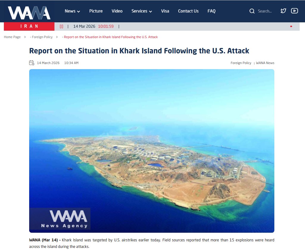 ma_khodabandeh's tweet photo. #IranWar.
#PedoTrump claimed "all military targets on #Khark Island been struck". Earlier, also claimed" island’s air defence had been completely destroyed". However, resumption of air defence roughly an hour after strikes appeared to contradict him.
https://t.co/ldRnMUUGgQ https://t.co/vRgsG4RCkm