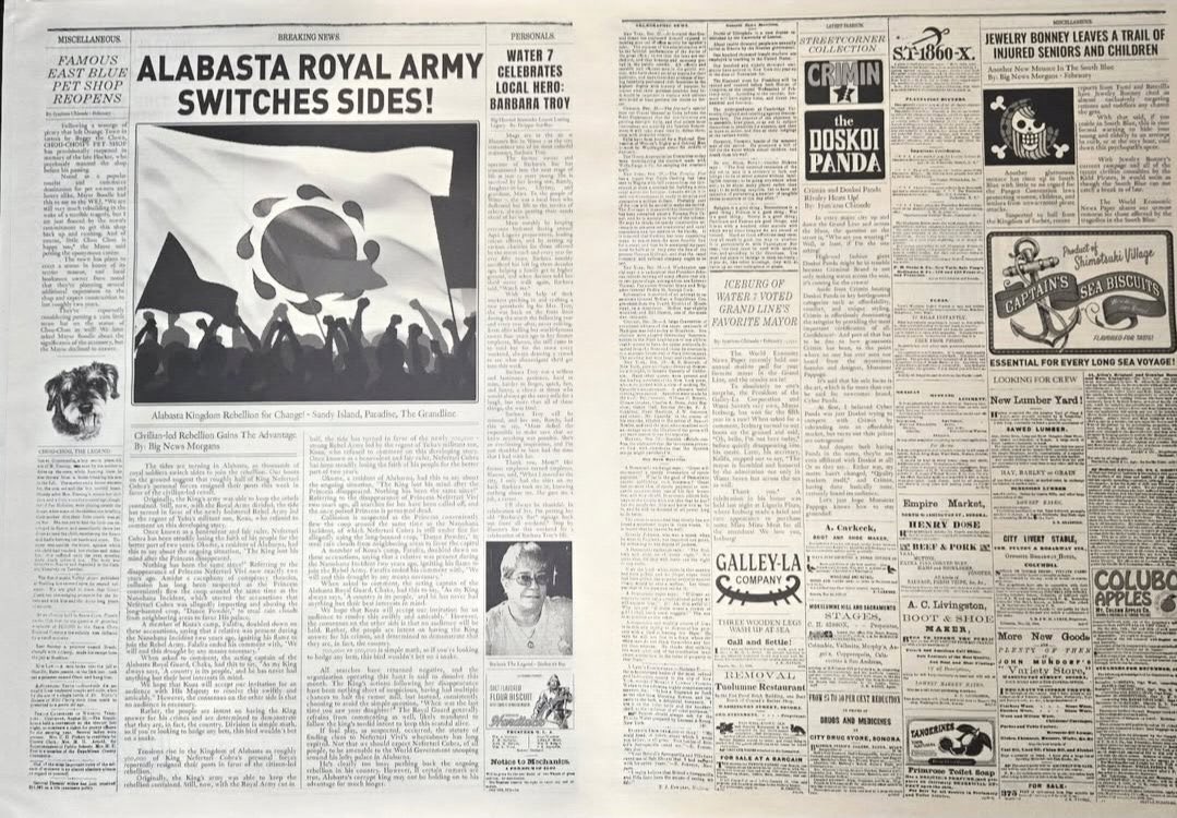 Esto de que en pleno live action salga un periódico en el que hablan de mi cuenta es muy top eh? 
Como cuidan el detalle esta gente. Desde aquí gracias <a href="/onepiecenetflix/">ONE PIECE(ワンピース) Netflix</a>