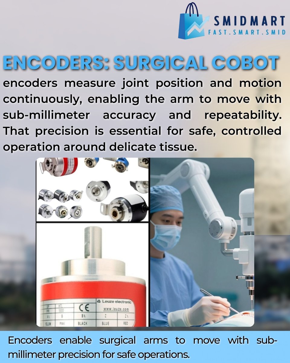 smidmart90240's tweet photo. Surgical robots aren’t precise by luck — they’re precise because of feedback. 🩺🤖
know more:https://t.co/Hjt0dfSZUH 
#Smidmart #Encoders #SurgicalRobotics #MedicalTechnology #MotionControl #ClosedLoopControl #Robotics #Mechatronics #PrecisionEngineering #SmartHealthcare https://t.co/40ourZRlB4
