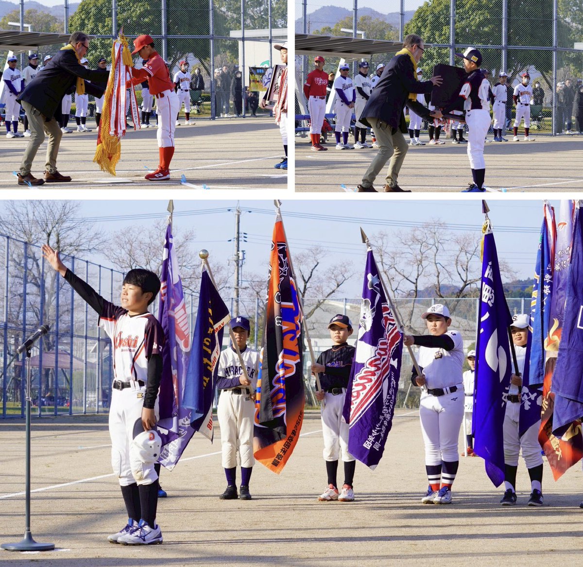 shin42578's tweet photo. 3/8(土)第42回山口新聞社旗争奪学童軟式野球大歳大会⚾️
主将の素晴らしい選手宣誓、ジュニアのバッテリーによる始球式で開幕🌸
一回戦 vs三隅野球スポーツ少年団🔥
先発、中継ぎとナイスピッチング👍守備からリズムに乗って、得点を重ねます。初戦の硬さをはねのけ、見事勝利😆
やっぱ野球っていいね😊 https://t.co/ZSfPXDNAjb
