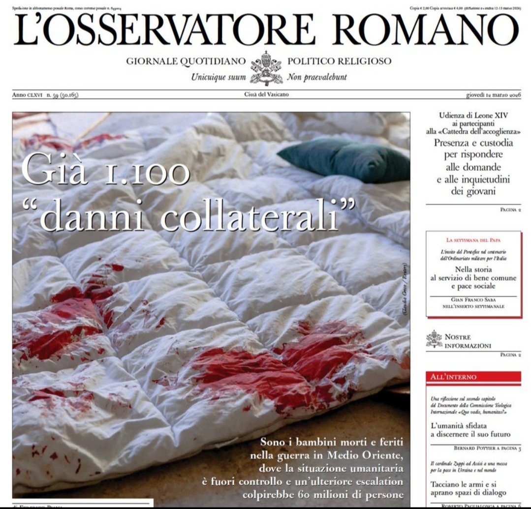 1.100. È il numero dei bambini morti o feriti nella guerra in Medio Oriente. I loro nomi, i loro volti non compariranno nei giornali o nei Tg. Compaiono invece ogni giorno i volti e i nomi di chi li bombarda: #Trump e #Netanyahu.