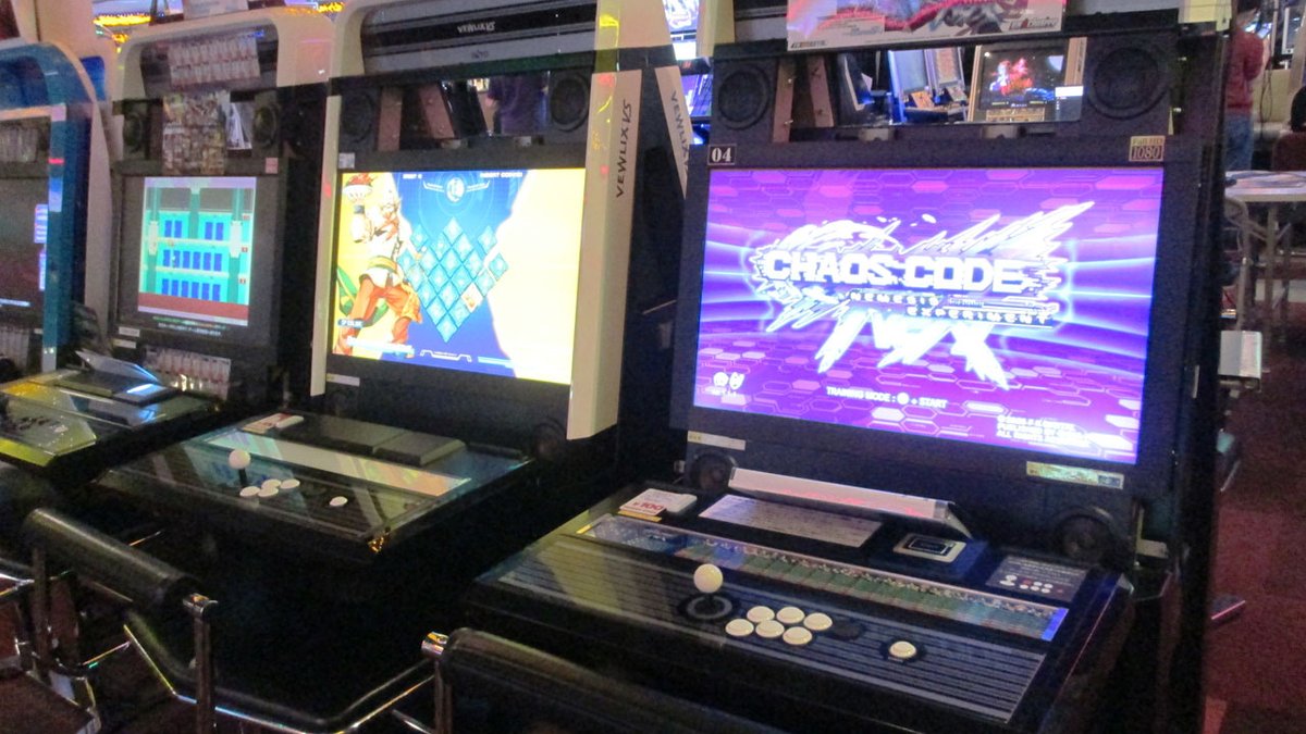 GC_TOBU's tweet image. 【４Fビデオゲーム】カオスコードNEXT【２台稼働】
待望の EXA基板とカオスコードNEXTの２本目が本日届きましたので、稼働を開始しました！
気になっていたけどプレイできなかった方も、気兼ねなくプレイいただけるようになったので、いつでも東部に遊びに来てください！
#EXA #カオスコードNEXT