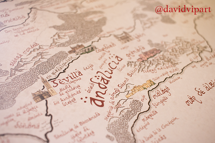 davidvipart's tweet photo. Buenas, recordad que tengo un pequeño grupo de mapas de España estilo Tierra Media con un descuento especial de 10 euros debido a que tienen alguna marca (prácticamente imperceptible y que no afecta a la ilustración), y antes que tirarlos o dejarlos almacenados prefiero que salgan a decorar algún hogar 🙂 Tenéis mi email en mi perfil