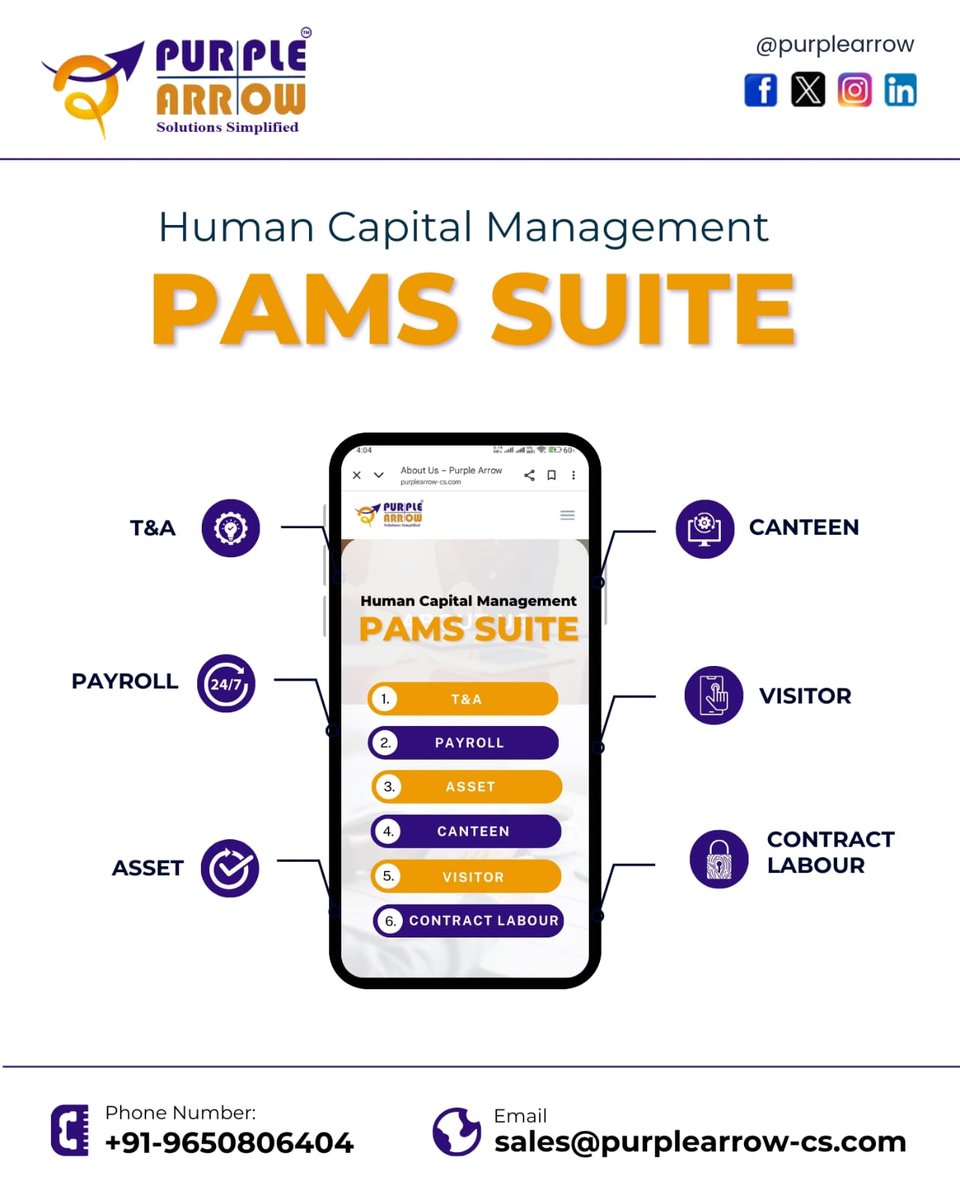 purplearroww's tweet photo. Simplify your workforce management with PAMS Suite – Human Capital Management.
#HumanCapitalManagement #HRTech #PayrollManagement #WorkforceManagement #BusinessAutomation https://t.co/WVrM6fMjMu