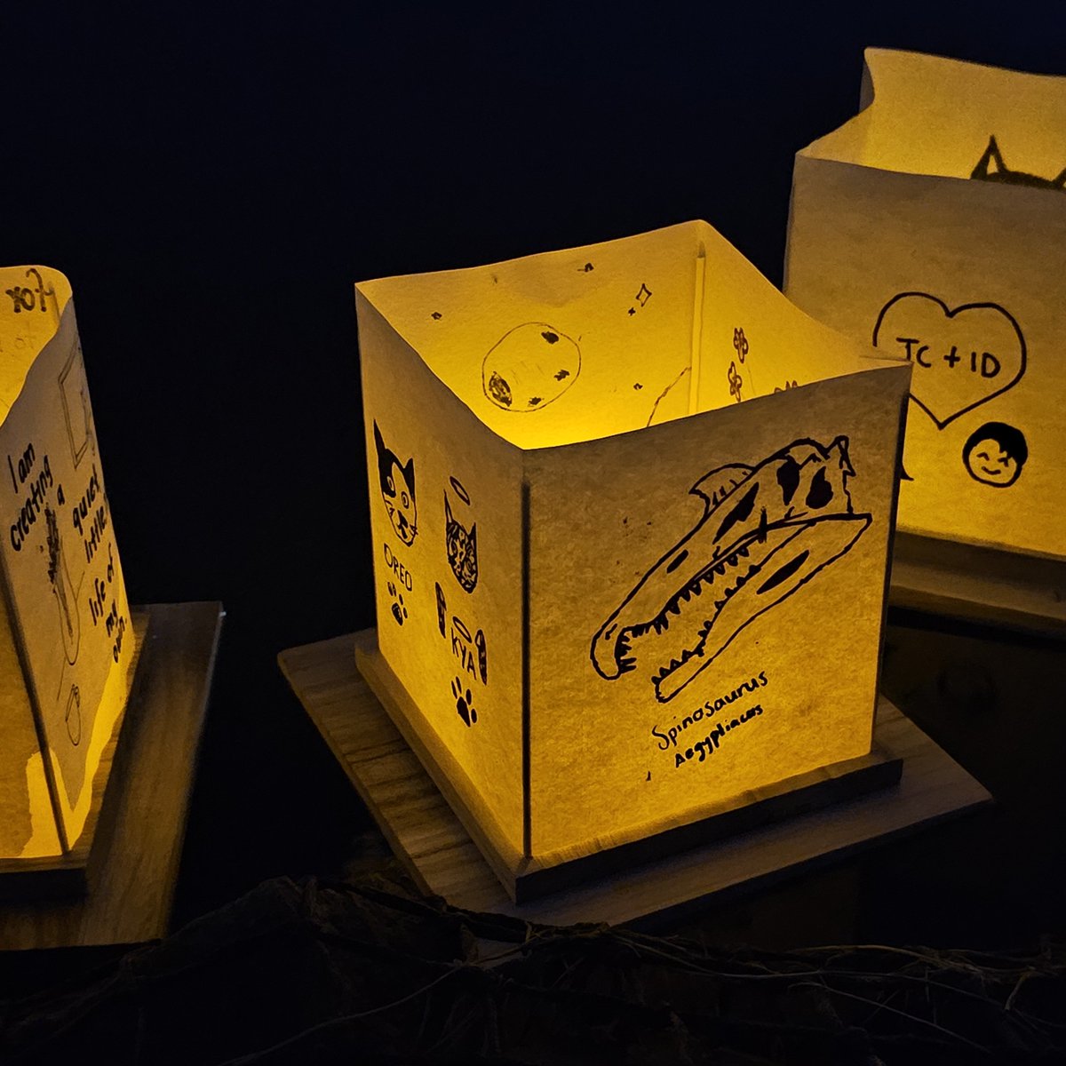 LinaSoulsMoon's tweet photo. Water Lantern Festival!

Honestly had a blast with my friend! Sadly wish we got more markers to draw with but we both shared! Best memories and hope to maybe go again in the future! Spinosaurus and my two pets for the lights and the other designs that didn't show!
Miss you Kya🪽 https://t.co/K5I8wWwFVY