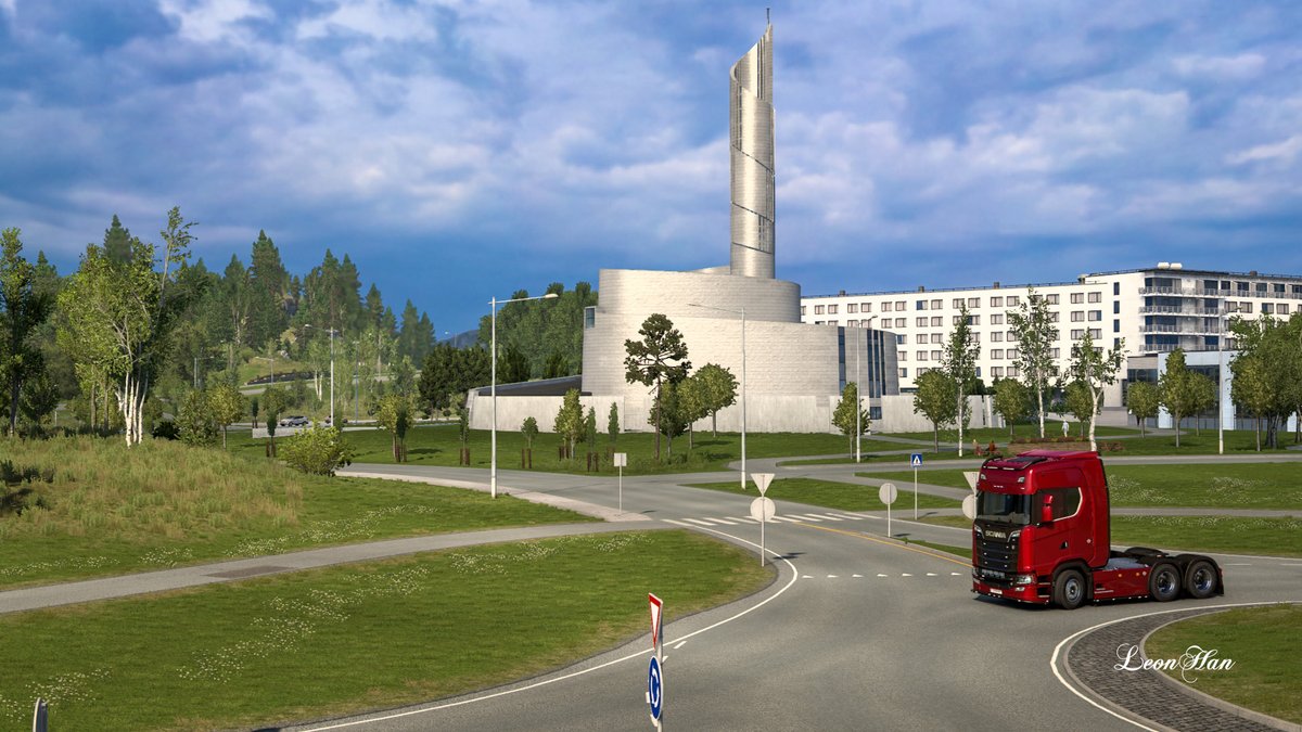 JegerLeonHan's tweet photo. Nordlyskatedralen Alta kirke.

#VirtualTruckDriver #VirtualPhotography #ETS2 #Scania #Nordlyskatedralen https://t.co/CW0Rnh3Yxn