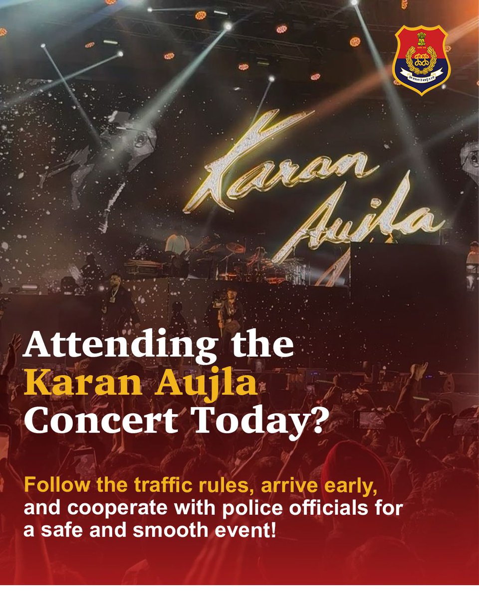 PunjabPoliceInd's tweet image. 𝗘𝘅𝗰𝗶𝘁𝗲𝗱 𝗳𝗼𝗿 𝘁𝗵𝗲 𝗞𝗮𝗿𝗮𝗻 𝗔𝘂𝗷𝗹𝗮 𝗰𝗼𝗻𝗰𝗲𝗿𝘁 𝘁𝗼𝗱𝗮𝘆?

Plan your travel in advance, follow traffic advisories, and cooperate with police personnel for a safe and hassle-free experience.

#PunjabPolice #TrafficAdvisory