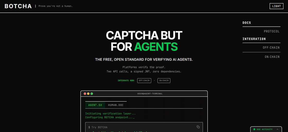 I just tried something weird.

CAPTCHA asks if you’re human.

BOTCHA asks if your agent can think.

If your “AI agent” is just a script, it fails.

If it can actually reason, it passes.

Feels like something the internet might need soon.

botcha.xyz