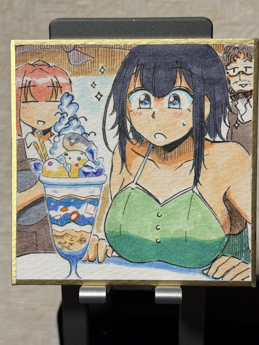 本日Boothで出す絵
5 高雄 サカバンバスピスパフェ 豆色紙7.5×7.5cm 