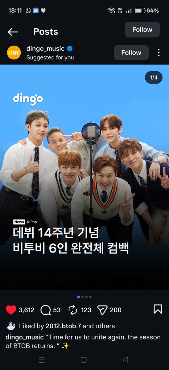 Dingo Music also posted about BTOB comeback 🥹 How about invite them for part 2 🥰