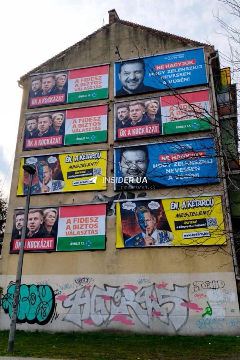 nexta_tv's tweet photo. 🇭🇺 Budapest is now one giant anti-Zelenskyy billboard

Orbán's election strategy: Blame Ukraine's president for EVERY Hungarian problem.

On April 12, 2026, parliamentary elections will be held in the country. The main battle will be between Orbán’s ruling party, Fidesz, and the opposition party, Tisza, led by Péter Magyar.