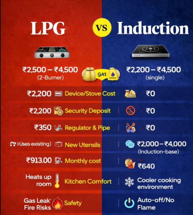Monthly cost of ₹640...can be lowered!!We are not used to Induction, if adapted it would be worth!!