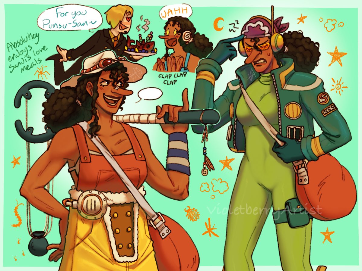 ArtB3rry's tweet image. Usopp as a WOMAN is a yes in my book 
🪲🌼
~
#onepeicefanart #usopp #sanji