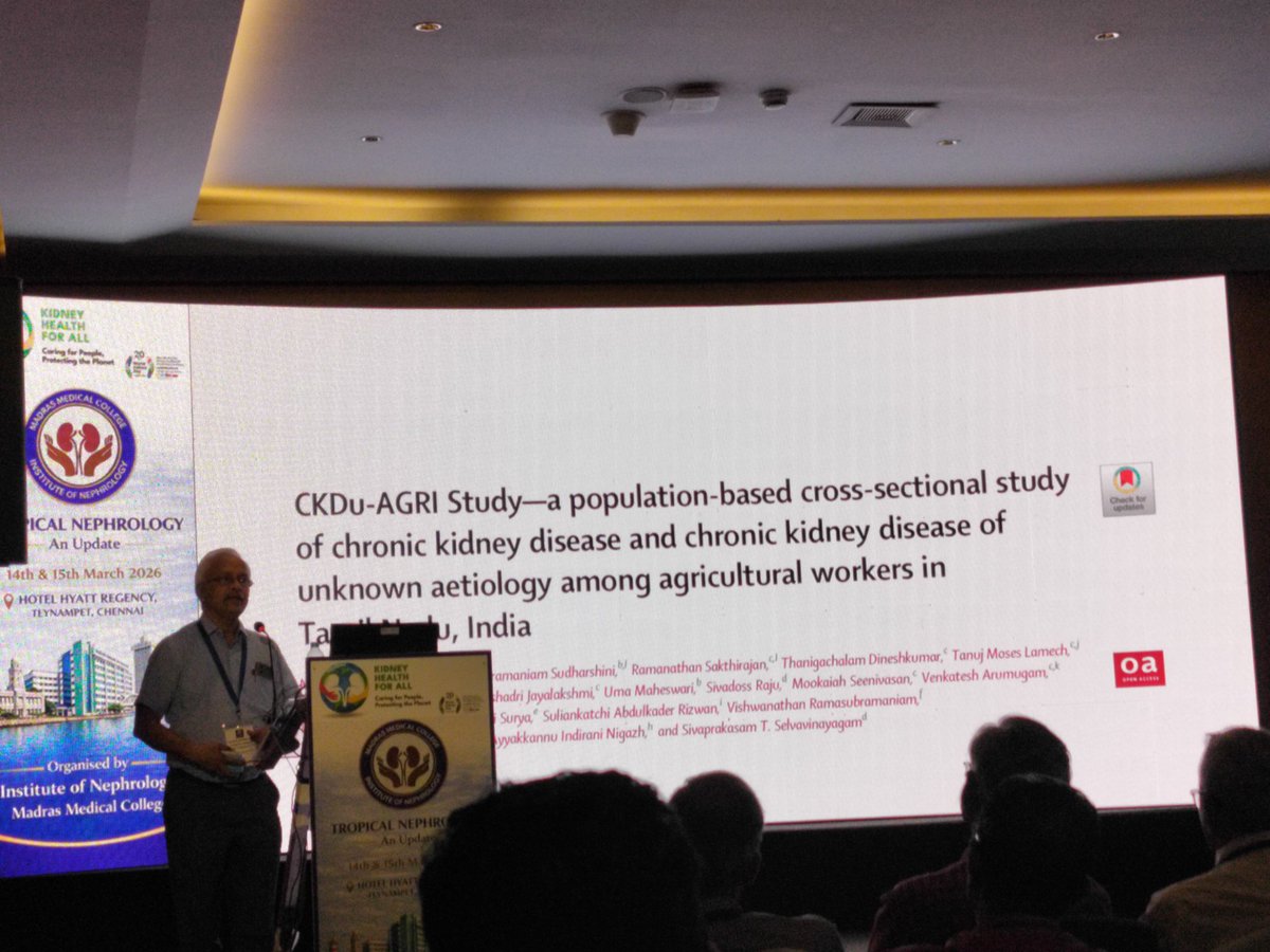 gurudeivam's tweet photo. #Tropicalnephrology #MMCnephro @MMCNephro Prof Dr N Gopalakrishnan on CKD of unknown etiology https://t.co/GQMIg6Vrd7