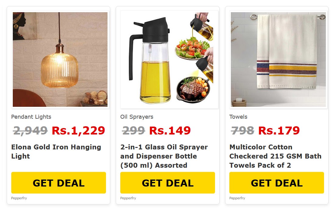 CheapestDealIND's tweet photo. If you’re searching for the Cheapest Deals On Pepperfry, Amazon and  Flipkart in India Today, you’re in the right place. Several limited-time  online offers are currently available
https://t.co/wuMAhVihGS
.
#cheapestdealinindia https://t.co/xWEhFJmhZm
