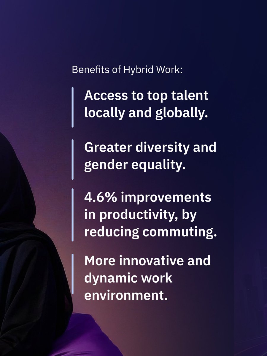 uaeai_2031's tweet photo. UAE is witnessing increasing adoption of hybrid work models. More than 84% of companies support hybrid policies, while Dubai stands out globally, thanks to its advanced digital infrastructure and high quality of life, reflecting organizations’ ability to adapt to change. https://t.co/JW7GPH2il5