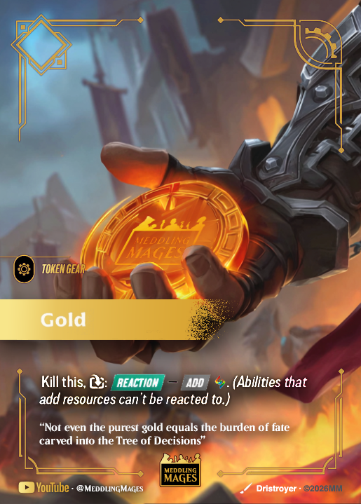 MeddlingMages's tweet photo. Ya tenemos los Tokens de Meddling Mages y des de la semana pasada estamos jugando Skirmish y Nexus en la zona de Barcelona. Aquellos que os enfrentéis a nosotros, si nos enseñáis que nos seguís en Youtube, os vamos a regalar un Gold Gear Token al más puro estilo Overnumbered.   Hecho y cocinado en la Meddling Cave!
#riftbound #riftboundcustom #pimptcg #riotgames #meddlingmages