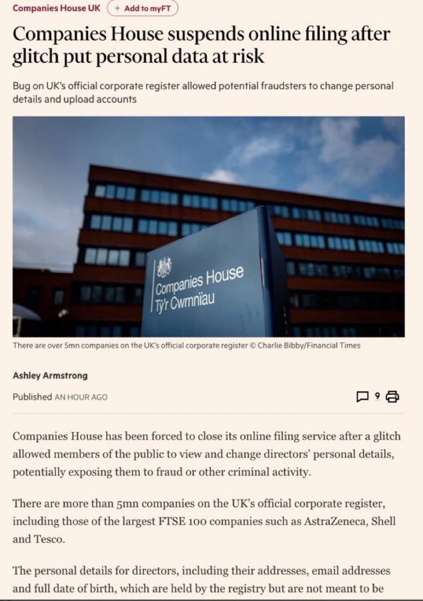 NicolsonAccount's tweet photo. There has been a serious data breach at Companies House. We monitor almost all the data for our clients and review any changes. 

None of our clients appear to be affected but if you receive letters or emails about unexpected changes at CoHo then contact them straight away. https://t.co/0ope9Q3p4d