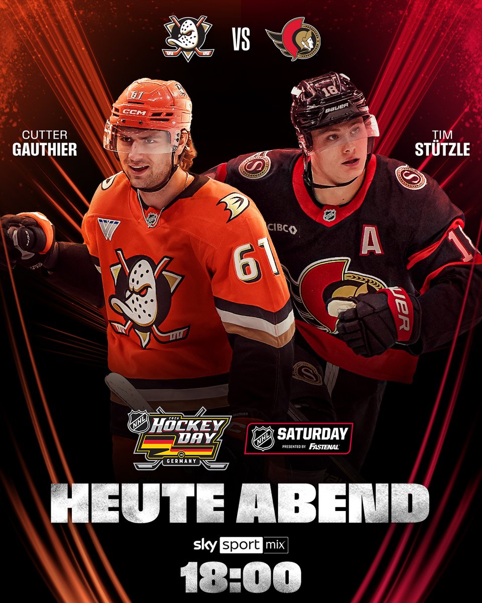 NHLde's tweet photo. 📍 #NHLSaturday
🏒 Ottawa Senators 🆚 Anaheim Ducks
🗓️ heute 18 Uhr
📺 @SkySportDE
ℹ️ Die Partie gibt es im Rahmen des #HockeyDay in Germany als Watch Party! 👀 https://t.co/C4iYTWLdZc