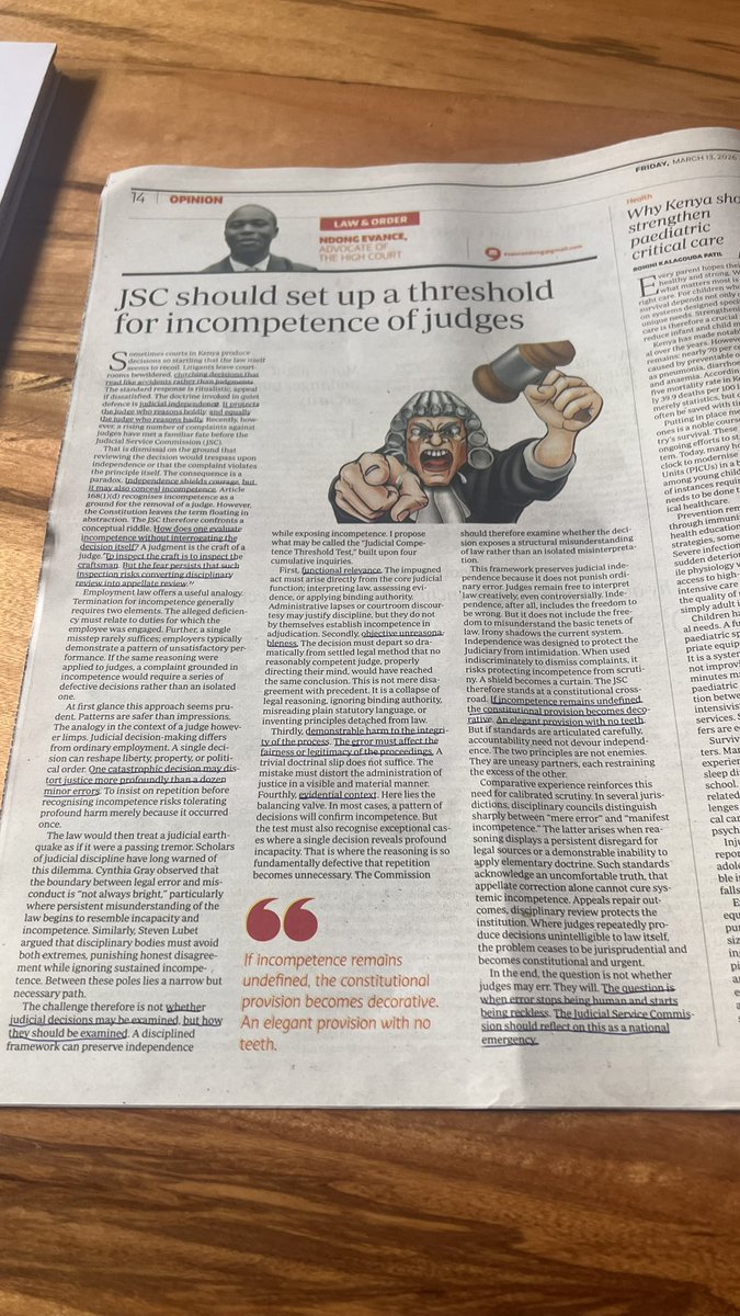 I have read this great piece from ndugu <a href="/Ndonglaw043/">Ndong@Conslaw</a> I had to since its also what I’m arguing currently in my LLB thesis. However, to add, we also need to look at timely delivery of judgements i.e what happens when a judge continuously under delivers the required cases per year.