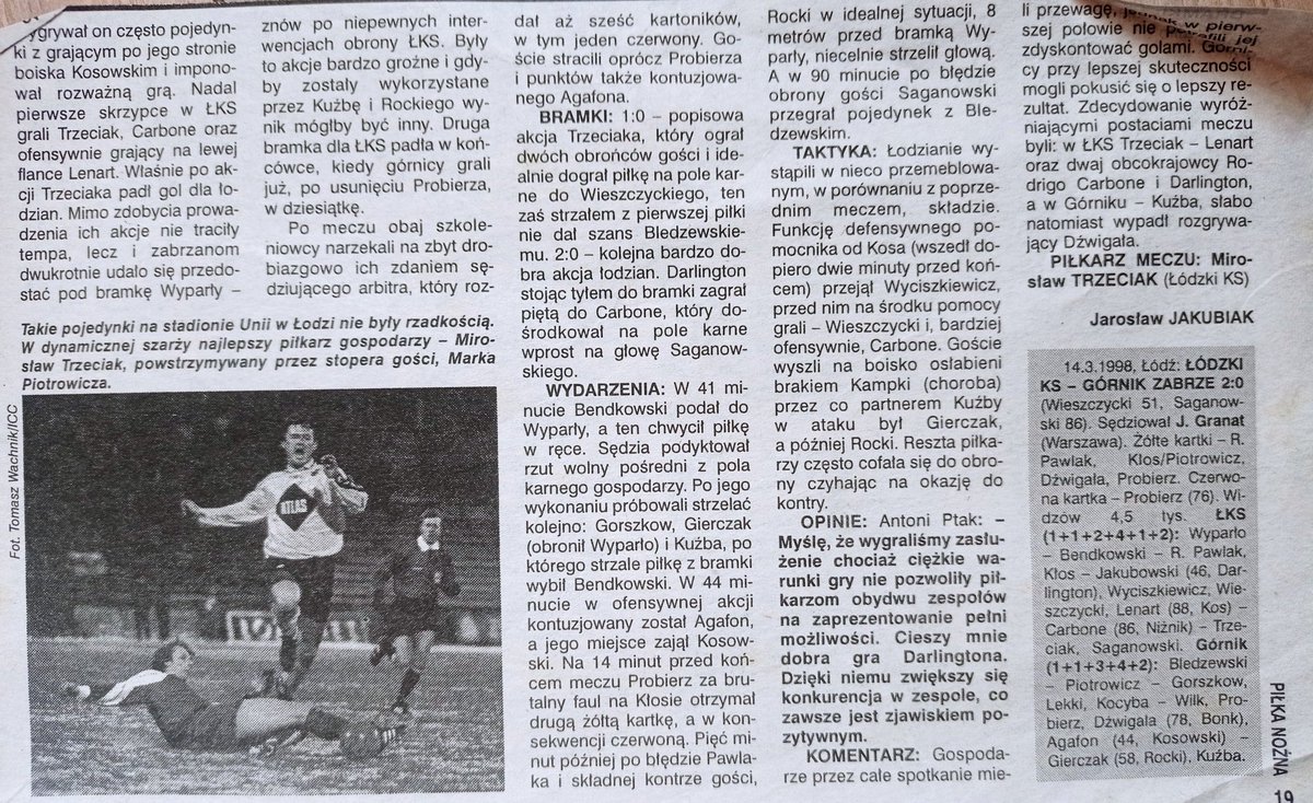 Florentynowicz's tweet photo. #TegoDnia #14marca 1998 r @LKS_Lodz wygrywa 2:0 z Górnikiem po golach Wieszczyckiego i Saganowskiego.
ŁKS zagrał na własnym boisku w żółto-czarnych strojach.🟡⚫
Wpis na stronie @lkshistory ⬇️
https://t.co/1LyRHas82U https://t.co/5BX6l2xzQ2