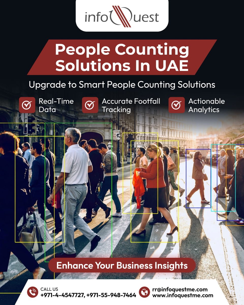 InfoquestDubai's tweet photo. 🚶‍♂️ People Counting Solutions in UAE 🚶‍♀️
Upgrade to smart people counting with InfoQuest!
📞 +971-4-4547727 | +971-55-948-7464
🌐 https://t.co/Ugt6Deg4UQ

Get ahead with smart analytics today!

#PeopleCounting #FootfallTracking #BusinessInsights #InfoQuest #SmartSolutions #UAE https://t.co/O0CvTQnTUC