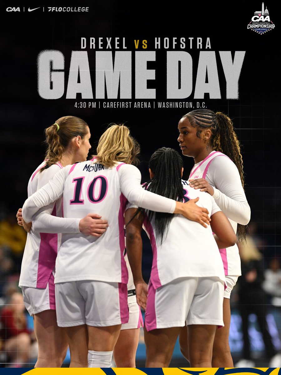 DrexelWBB's tweet photo. Semifinals 🐉

🆚 | Hofstra 
📍 | CaseFirst Arena - Washington, D.C.
⏰ | 4:30pm
📺 | FloBasketball https://t.co/YnNdSrYdeb