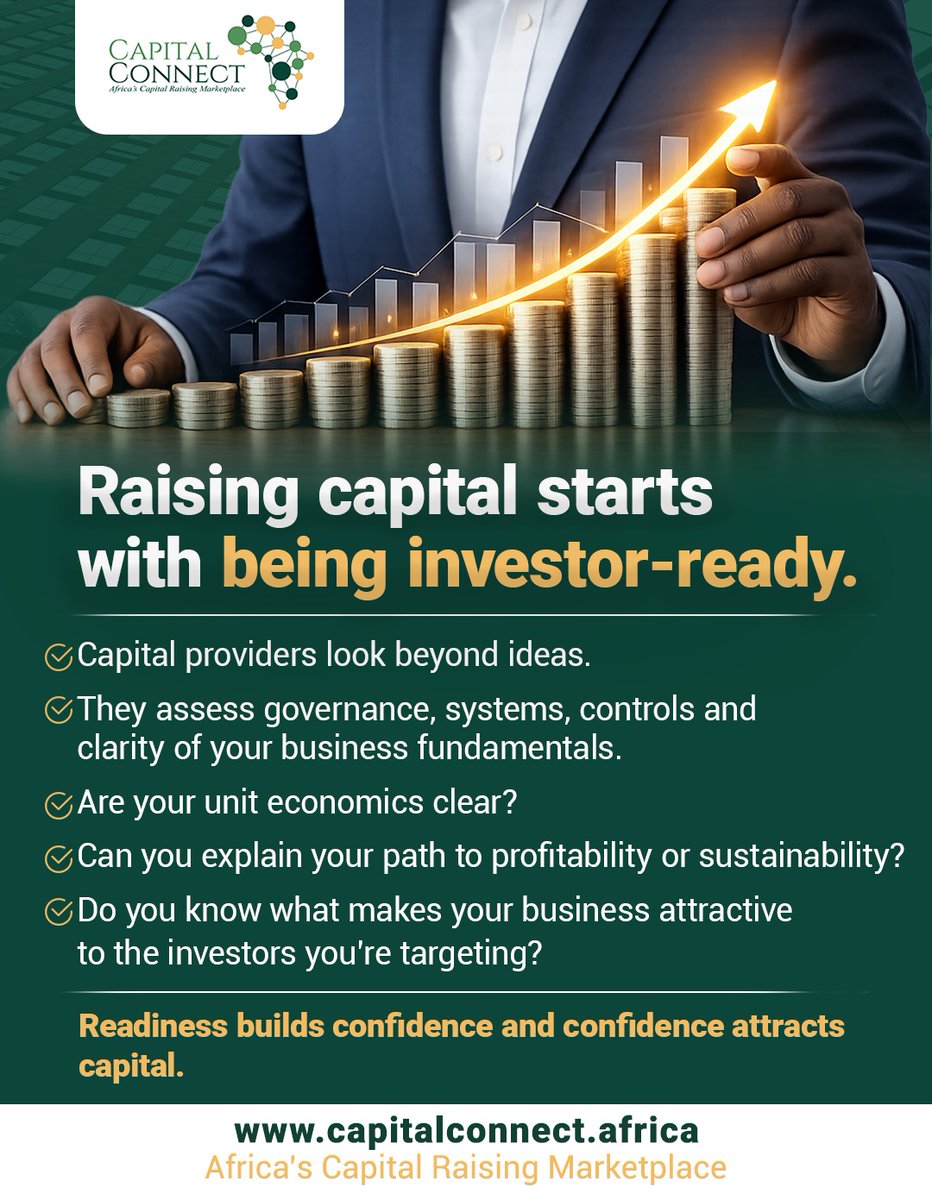 Raising capital isn’t just about having a great idea  it’s about being investor-ready.

Investors look at governance, systems, unit economics, and your path to profitability before they commit. The stronger your foundation, the stronger your chances of securing capital.

At