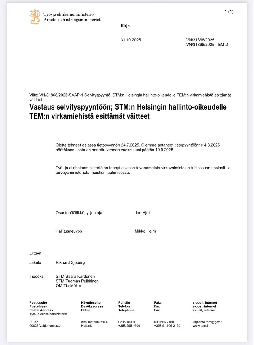 Oletko <a href="/vmn1005/">Veli-Mikko Niemi</a> sitä mieltä, että <a href="/TEM_uutiset/">TEM</a>’n Holm ja Hjelt valehtelevat antamassaan kirjallisessa selvityksessä?