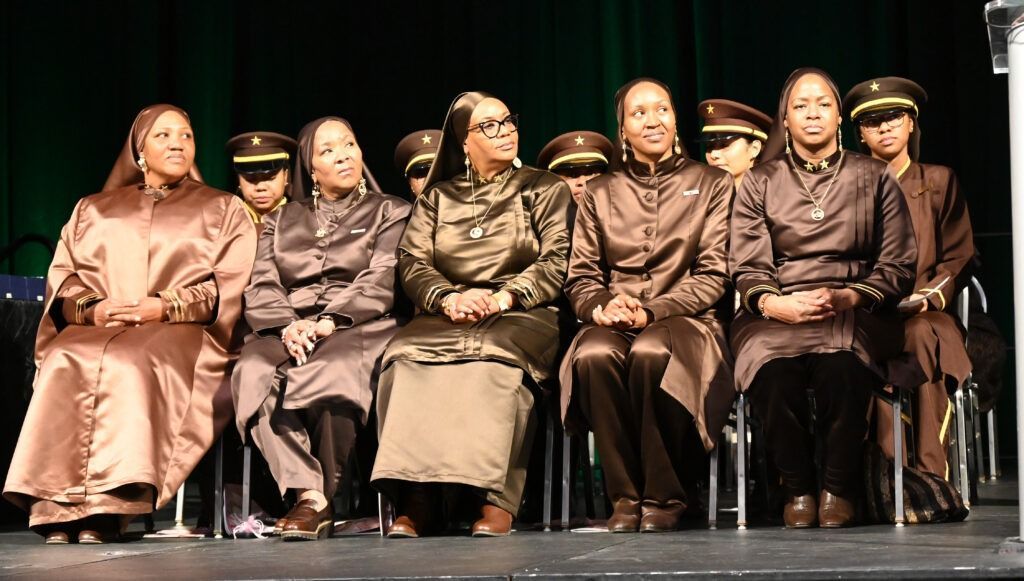 OfficialNOI's tweet photo. Celebrating the good works of the M.G.T. & G.C.C.

Women and girls from the nine regions of the Nation of Islam (N.O.I.) filed into the Grand Ballroom of the Huntington Place convention center Feb. 21 to celebrate the successful 2025 accomplishments of their Muslim Girls Training and General Civilization Class (M.G.T. and G.C.C., the women of the N.O.I.) and to present awards. 

The class, which usually meets every Saturday in their respective cities, gave the sisters an opportunity to communicate and bond in their sisterhood, in celebration of Saviours’ Day and Ramadan 2026.

The meeting began with prayer, followed by traditional Mothers of the Faithful presentations—an annual observance of the most prominent women who worked in the foundational development and evolution of the Nation of Islam.

All presentations were delivered by the M.G.T. and G.C.C. Vanguard, young women and girls who serve as the class’s front line. The Mothers of the Faithful honored included Mother Evelyn Muhammad, Mother Ola Muhammad and Mother Khadijah Farrakhan. 

All of whom received a standing ovation from the audience and prompted remarks from Sister Khallada Farrakhan, daughter of Mother Khadijah and the Honorable Minister Louis Farrakhan.

Read more: https://t.co/fvlByZ5DlQ  via @TheFinalCall

#SD2026 #Farrakhan