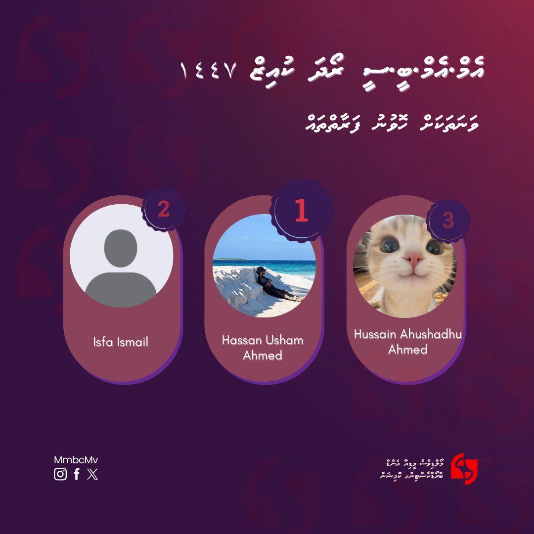 އެމްއެމްބީސީ ރޯދަ ކުއިޒް 1447 ގެ ވަނަތަކަށް ހޮވުނު ފަރާތްތަކަށް މަރުޙަބާ