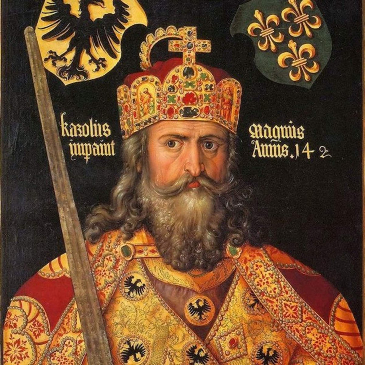 #Taldiacomavui, el 742, nasqué prop d Lieja Carlemany. Fou rei dels francs (768-814), dels llombards (774-814) i emperador d'Occident (800-814). Expandí els diferents regnes francs fins a transformar-los en un imperi, al qual va incorporar gran part d'Europa occidental i central