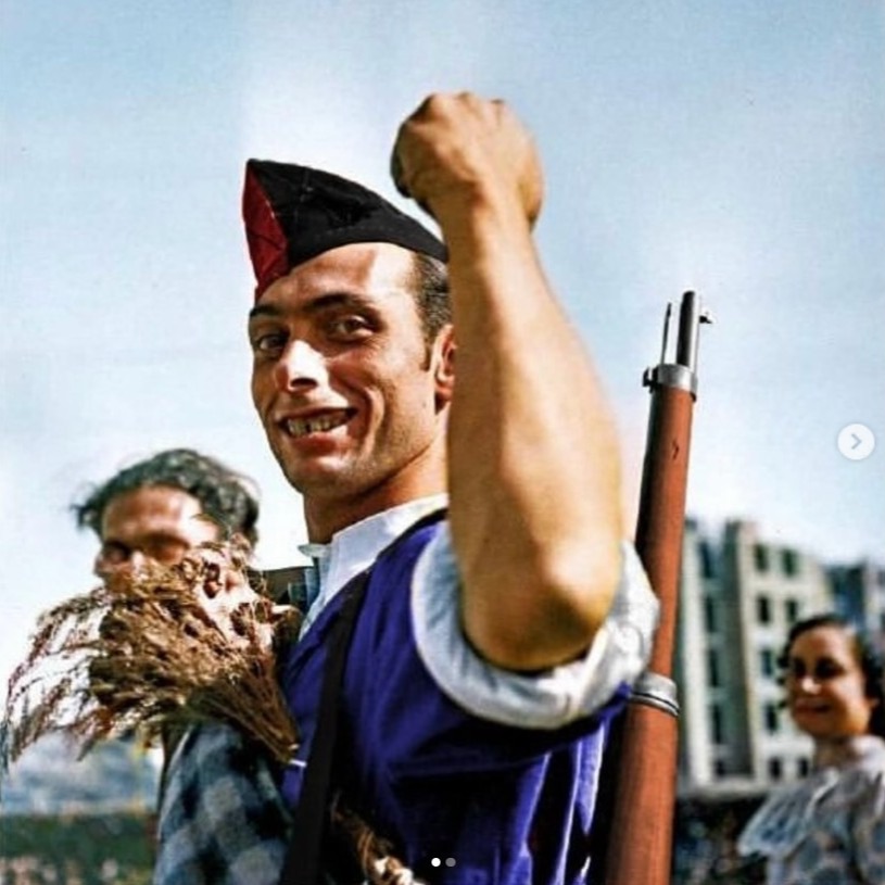 Antifascist fighters in the Spanish Civil War, 1936.