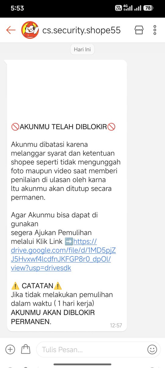 erystrife's tweet photo. @ShopeeCare Admin, ada akun penipuan lagi nih https://t.co/zzomBDXcjL