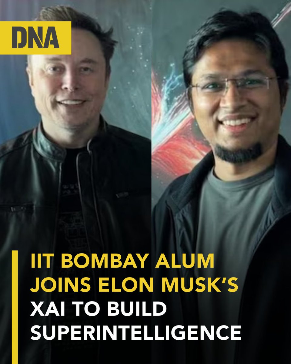 dna's tweet photo. Indian AI researcher #DevendraSingh Chaplot has joined #SpaceX and xAI to work with Elon Musk on developing superintelligence.

Read here:https://t.co/DjVS5fAUIW

#DNAUpdates | #ElonMusk | #xAI | https://t.co/6Lk2j1AOYc