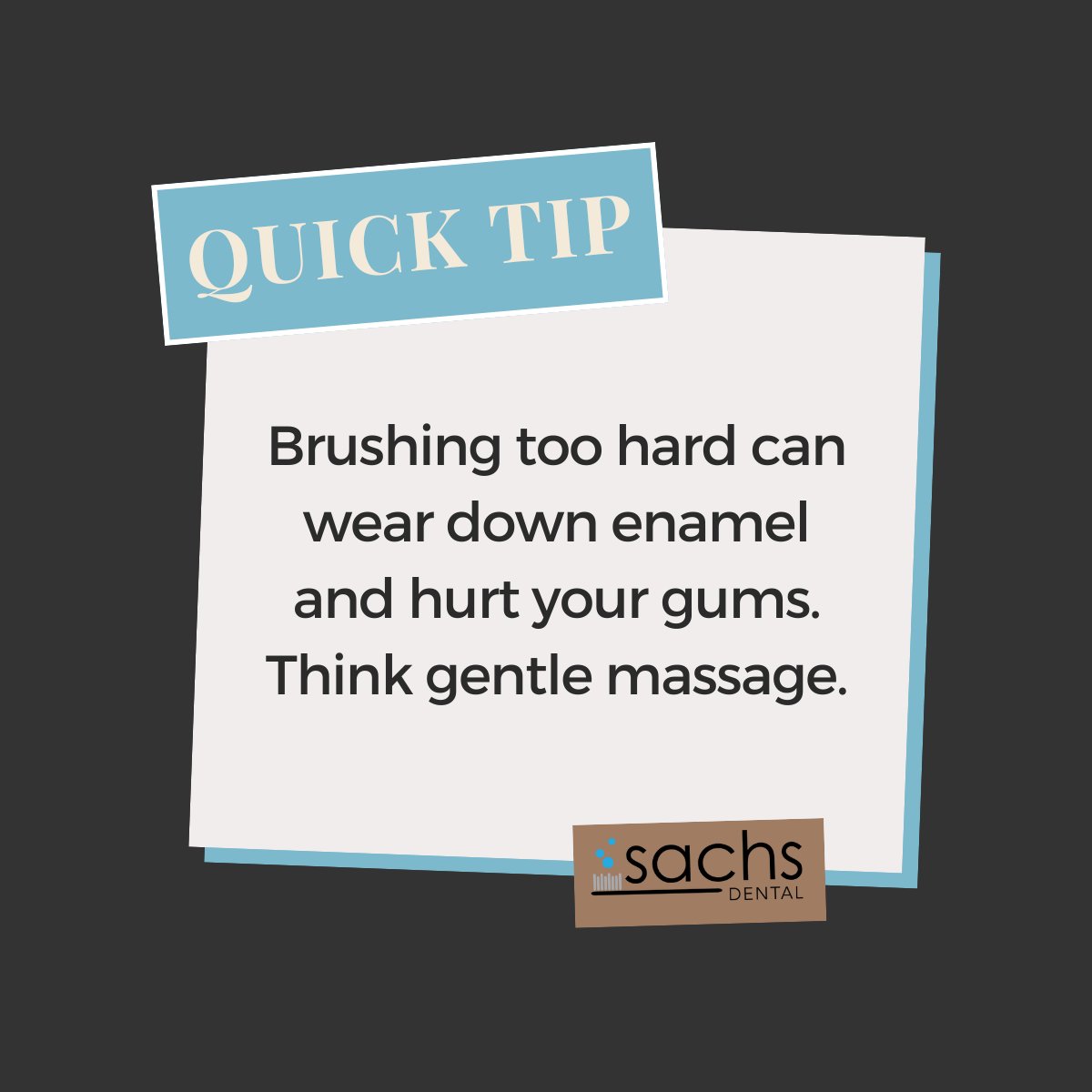 SachsDental's tweet image. Easy on the brushing—your teeth aren’t a dirty pan. 😅 Brushing too hard can wear enamel and irritate gums. Gentle pressure + good technique wins. 🪥 #BrushSmart