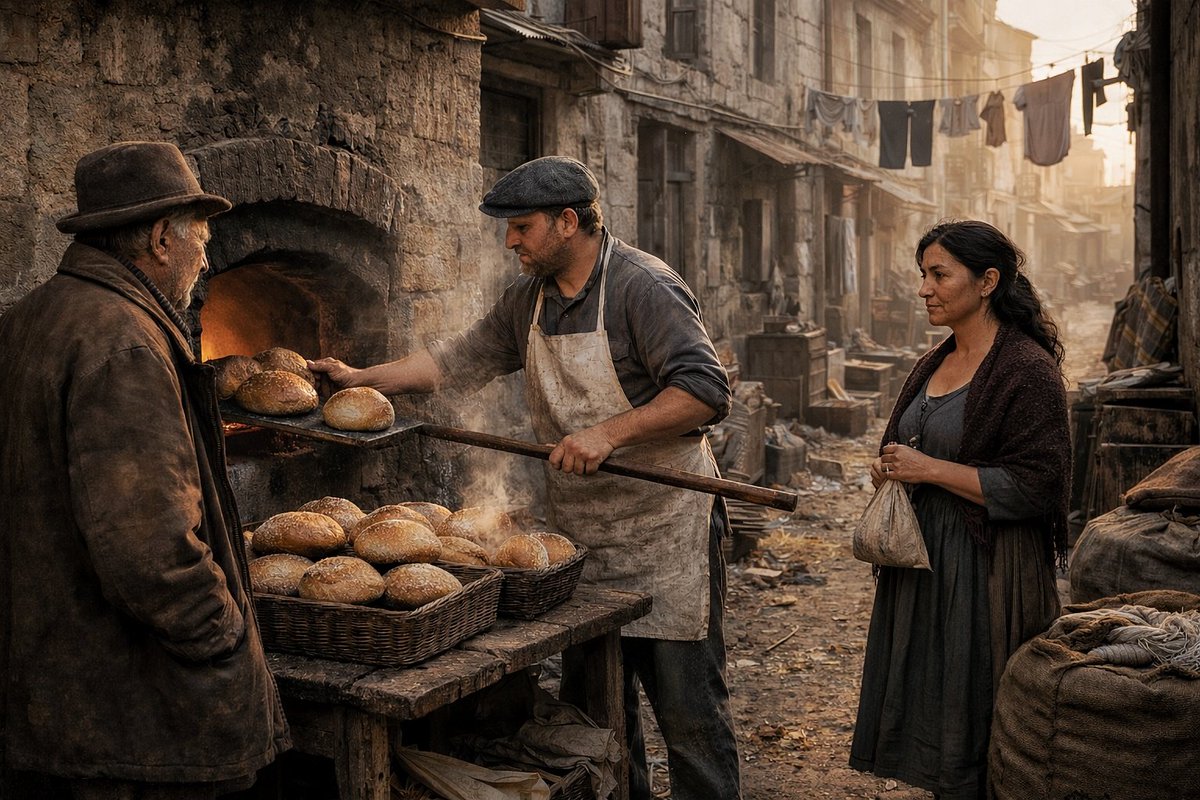 LucidRogues's tweet image. Everyone needed bread.
But some loaves were worth crossing districts for.

By morning,
people were already making the trip.
Even now,
reputation and skill kept him busy.

#originalstory #visualstorytelling #worldbuilding #cinematicart #storytelling