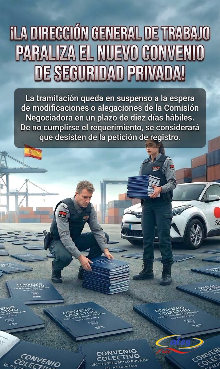 Ates_Sav's tweet photo. La tramitación del nuevo convenio queda en suspenso a la espera de modificaciones o alegaciones de la Comisión Negociadora en un plazo de 10 días hábiles. De no cumplirse el requerimiento, se considerará que desisten de la petición de registro: https://t.co/lTEEWtbeYN https://t.co/ttDOeecsdV
