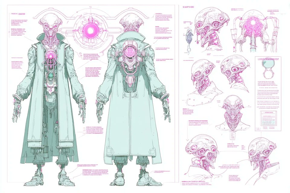 Prompt share: Concept sheet 💬Prompt: A concept sheet for a [character ...