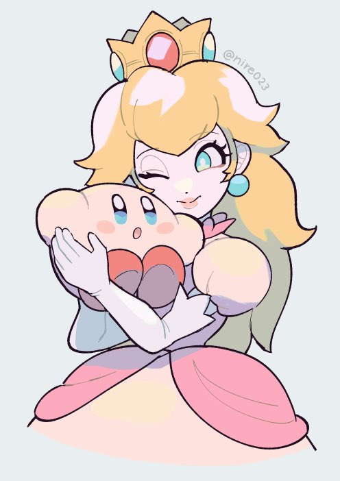 桃のようなカービィちゃんと姫（再掲）